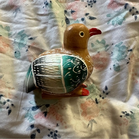 Other - Vintage Hand-Carved & Painted Wooden Bird Figurine - Folk Art Decor